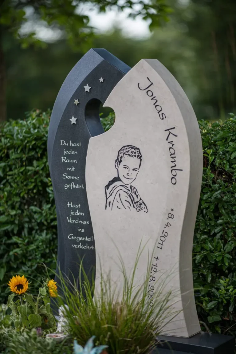 Steinmetz Schlereth Kindergrabstein Spruch Sterne Bildergalerie 66 scaled e1730563672375 Individuelle Grabmale aus Naturstein